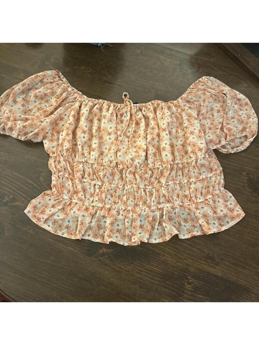 Forever 21 Women's Pink and Orange Blous